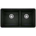 Product Image of Precis SILGRANIT 33" 60/40 Double Bowl Undermount Kitchen Sink - Coal Black, 442926