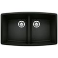 Product Image of Performa SILGRANIT 33" 50/50 Double Bowl Undermount Kitchen Sink - Coal Black, 442937
