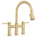 Product Image of Empressa Pull-Down Dual-Spray Bridge Faucet - Satin Gold, 442981