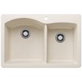 Product Image of Diamond SILGRANIT 33" 60/40 Double Bowl Dual Mount Kitchen Sink - Soft White, 443063