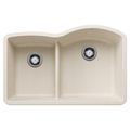 Product Image of Diamond SILGRANIT 32" 40/60 Reverse Double Bowl Undermount Kitchen Sink with Low Divide (Soft White)