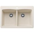 Product Image of Diamond SILGRANIT 33" 50/50 Double Bowl Dual Mount Kitchen Sink - Soft White, 443067