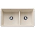 Product Image of Precis SILGRANIT 33" 60/40 Reversible Double Bowl Undermount Kitchen Sink with Low Divide - Soft White, 443080