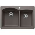 Product Image of Diamond SILGRANIT 33" 60/40 Double Bowl Dual Mount Kitchen Sink - Volcano Gray, 443100