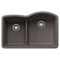 Product Image of Diamond SILGRANIT 32" 40/60 Reverse Double Bowl Undermount Kitchen Sink with Low Divide - Volcano Gray, 443103
