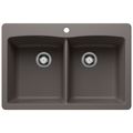 Product Image of Diamond SILGRANIT 33" 50/50 Double Bowl Dual Mount Kitchen Sink - Volcano Gray, 443104