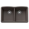 Product Image of Diamond SILGRANIT 32" 50/50 Double Bowl Undermount Kitchen Sink - Volcano Gray, 443105