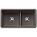 Product Image of Precis SILGRANIT 33" 60/40 Reversible Double Bowl Undermount Kitchen Sink with Low Divide - Volcano Gray, 443117