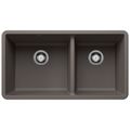 Product Image of Precis SILGRANIT 33" 60/40 Double Bowl Undermount Kitchen Sink - Volcano Gray, 443118
