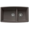 Product Image of Performa SILGRANIT 33" 60/40 Double Bowl Undermount Kitchen Sink with Low Divide - Volcano Gray, 443125