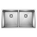 Product Image of Quatrus R15 32" 50/50 Double Bowl Undermount Stainless Steel Kitchen Sink, 443149