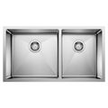 Product Image of Quatrus R15 33" 60/40 Double Bowl Undermount Stainless Steel Kitchen Sink, 443150
