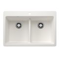 Product Image of Liven SILGRANIT 33" 50/50 Double Bowl Dual Mount Kitchen Sink w/ Low Divide, 443205 (White)
