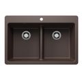 Product Image of Liven SILGRANIT 33" 50/50 Double Bowl Dual Mount Kitchen Sink w/ Low Divide, 443207 (Cafe)