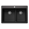 Product Image of Liven SILGRANIT 33" 60/40 Double Bowl Dual Mount Kitchen Sink w/ Low Divide, 443211 (Anthracite)