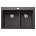 Product Image of Liven SILGRANIT 33" 60/40 Double Bowl Dual Mount Kitchen Sink w/ Low Divide, 443212 (Cinder)