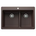 Product Image of Liven SILGRANIT 33" 60/40 Double Bowl Dual Mount Kitchen Sink w/ Low Divide, 443215 (Cafe)