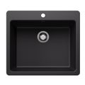Product Image of Liven SILGRANIT 25" Single Bowl Dual Mount Kitchen Sink, 443218 (Coal Black)