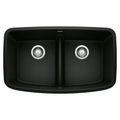 Product Image of Valea SILGRANIT Equal 50/50 Double Low Divide Undermount Kitchen Sink - Coal Black, 442940