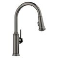 Product Image of Empressa High-Arc Pull-Down Dual-Spray Kitchen Faucet, 1.5 GPM - Satin Dark Steel, 443262