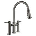 Product Image of Empressa Bridge Pull-Down Dual-Spray Kitchen Faucet, 1.5 GPM - Satin Dark Steel, 443263
