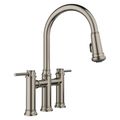 Product Image of Empressa Bridge Pull-Down Dual-Spray Kitchen Faucet, 1.5 GPM - Satin Platinum, 443273