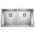 Product Image of Precision R0 28" Medium Equal 50/50 Double Bowl Undermount Stainless Steel Kitchen Sink, 516211