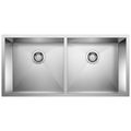 Product Image of Precision R0 37" Large Equal 50/50 Double Bowl Undermount Stainless Steel Kitchen Sink, 516212
