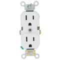 Product Image of Commercial Grade Duplex Receptacle w/ Self Grounding Clip, Back or Side Wire, 15A, NEMA 5-15R - White (125V)