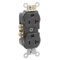 Product Image of Commercial Grade Duplex Receptacle w/ Indented Face, 2P, 20A, NEMA 5-20R - Black (125V)