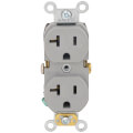 Product Image of Commercial Grade Duplex Receptacle w/ Indented Face, 2P, 20A, NEMA 5-20R - Gray (125V)