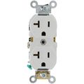 Product Image of Commercial Grade Duplex Receptacle w/ Self Grounding Clip, Back or Side Wire, 20A, NEMA 5-20R - White (125V)