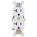 Product Image of Commercial Grade Duplex Receptacle w/ Self Grounding Clip, Back or Side Wire, 20A, NEMA 5-20R - White (125V)