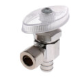 Product Image of 1/2" PEX Crimp x  3/8" OD Comp. Angle Stop Valve, Multi-Turn, Lead Free (Rough Brass)