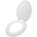 Deluxe Molded Wood Elongated Toilet Seat w/ Heavy Duty Plastic Hinge - White