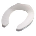 White Deluxe Commercial Elongated Anti Microbial Toilet Seat, Self Sustaining