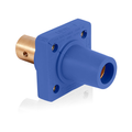 Product Image of 16 Series Single Pole Cam Type Female Panel Mount Receptacle, 90-Degree, Half Round w/ Tapped Hole, Cable Size #2, 4/0, 400A Max (Blue)
