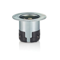 Product Image of 50A, 250V DC/600V AC, Non-NEMA, 2P, 3W (Black) & White Locking Flanged Inlet Receptacle, Grounding (Gray Metal)