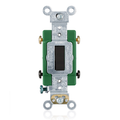 Product Image of 30A, 120/277V Toggle Double-pole AC Quiet Switch, Self Grounding, Back & Side Wired, (Black)