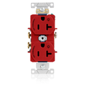 Product Image of Duplex Receptacle Outlet, Two Outlets Marked "controlled", Smooth Face, 20A, 125V Back Or Side Wire, NEMA 5-20r, 2-pole, 3-wire, Self-grounding (Red)