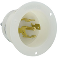 Product Image of 30A, 120/208V 3-Phase Y, NEMA L21-30P, 4P, 5W, Flanged Inlet Locking Receptacle, Grounding (White)
