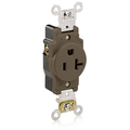 Product Image of Single Receptacle Outlet,  Smooth Face, 20A, 125V Back or Side Wire, NEMA 5-20R, 2-Pole, 3-Wire, Self-Grounding (Brown)