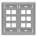 Product Image of Dual-Gang Quickport, Wallplate w/ ID Windows, 12-port (Gray)