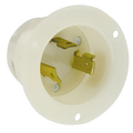 Product Image of 30A, 480V NEMA L8-30P, 2P, 3W, Flanged Inlet Locking Receptacle, Grounding (White)