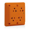 Product Image of 4-in-1 SuRGe Protective Isolated Ground Quadruplex Receptacle Outlet,  20A, 125V Side Wire, NEMA 5-20R, 2-Pole, 3-Wire (Orange)