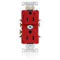 Product Image of Duplex Receptacle, Heavy-Duty Industrial, Split-Circuit, 15A 125V 2P 3W (Red)