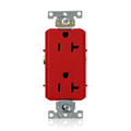 Product Image of Decora Plus Duplex Receptacle Outlet,  Smooth Face, 20A, 125V Back or Side Wire, NEMA 5-20R, 2-Pole, 3-Wire, Self-Grounding, Red