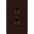Product Image of Claro 15A Dual Dimming, Tamper Resistant Duplex Receptacle, Decorator Outlet, Gloss Finish, Brown
