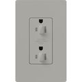 Product Image of Claro 15A Dual Dimming, Tamper Resistant Duplex Receptacle, Decorator Outlet, Gloss Finish, Gray