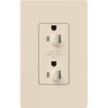 Product Image of Claro 15A Dual Dimming, Tamper Resistant Duplex Receptacle, Decorator Outlet, Gloss Finish, Light Almond